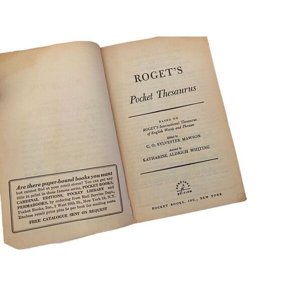 Rogets Pocket Thesaurus Pocket Books 1961 Paperback - Picture 8 of 13